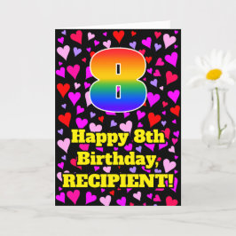 Carte 8e anniversaire : Amour Hearts Motif, Arc-en-ciel 