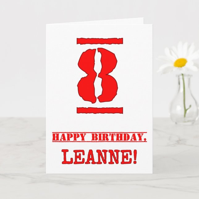 Carte 8e anniversaire : Amusant, Timbre en caoutchouc ro (Petite plante)