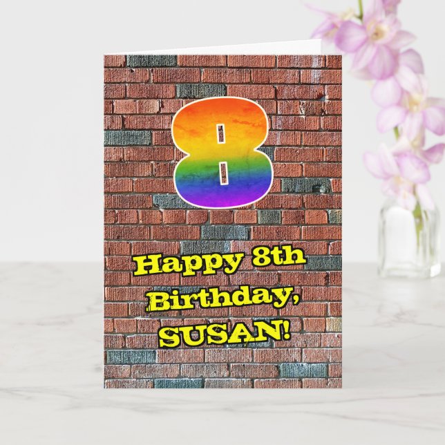 Carte 8e anniversaire : Arc-en-ciel amusant inspiré par  (Orchidée)