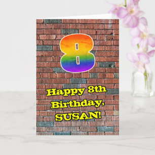 Carte 8e anniversaire : Arc-en-ciel amusant inspiré par