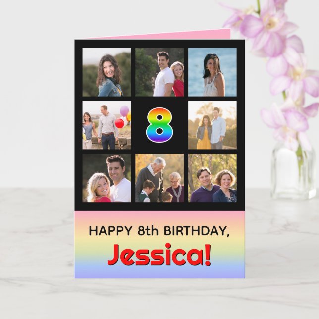 Carte 8e anniversaire : Arc-en-ciel amusant #, photos pe (Orchidée)