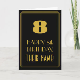 Carte 8e anniversaire - Art Déco Inspiré Look "8" & Nom