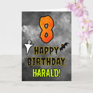 Carte 8e anniversaire : Eerie Halloween Thème + Nom pers