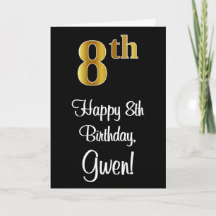 Carte 8e anniversaire ~ Elégant luxe Faux Gold Look #