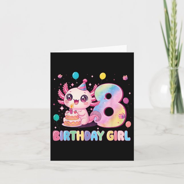 Carte 8e anniversaire fille mignonne Axolotl 8 ans Anniv (Devant)