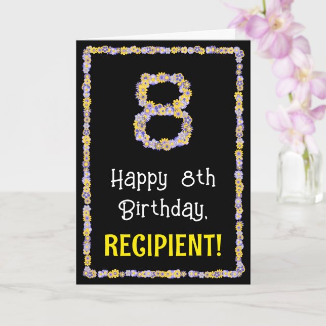 Carte 8e anniversaire : Floral Flowers Numéro, Nom perso (Orchidée)