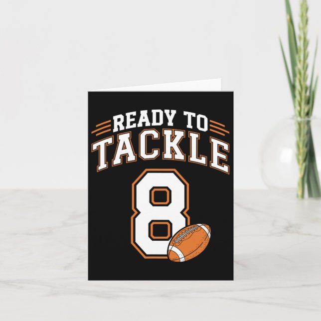 Carte 8e anniversaire Football Amour 8 ans Prêt à Ta (Devant)