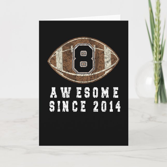 Carte 8e Anniversaire Né En 2014 Football Boy 8 Ans (Devant)