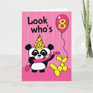 Carte 8e anniversaire : Panda avec ballons