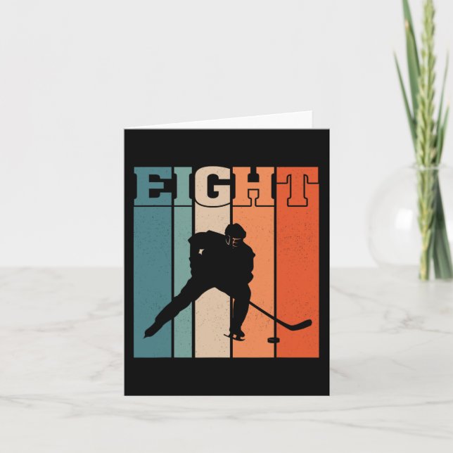 Carte 8e anniversaire Retro Hockey sur glace 8 ans Garço (Devant)