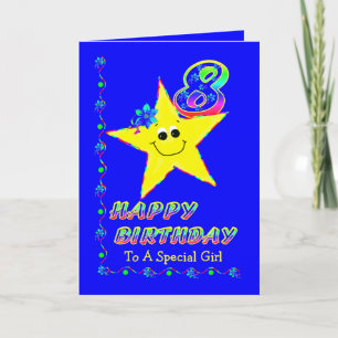 Carte 8ème L'anniversaire tient le premier rôle la fille