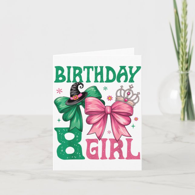 Carte 8th Birthday Girl Witch Nk Green 8 Year Old Birthd (Devant)