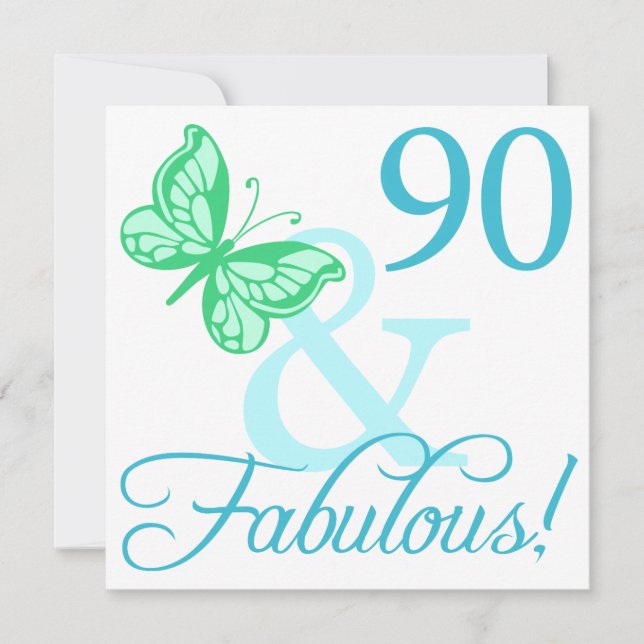 Carte 90 Et Fabuleux Cadeaux D'Anniversaire (Aqua) (Devant)