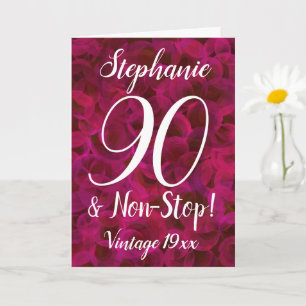 Carte 90 et Rose Rouge Abstraite Non-Stop pour Anniversa