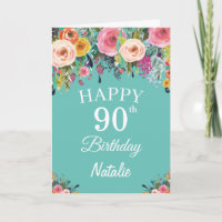 90e anniversaire Aquarelle Florale Fleurs Turquois