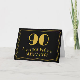 Carte 90e anniversaire : Art Déco Inspiré Look "90" + No