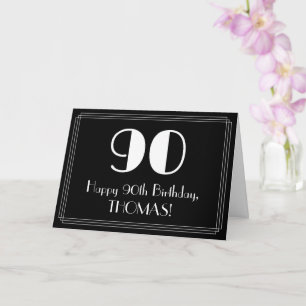 Carte 90e anniversaire ~ Art Déco Inspiré Look "90", Nom