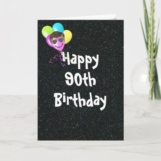 Carte 90e anniversaire Ballons avec lunettes de soleil A (Devant)