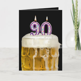 Carte 90e anniversaire Bière sur noir