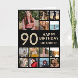 Carte 90e anniversaire Collage photo 13 photos Black & G