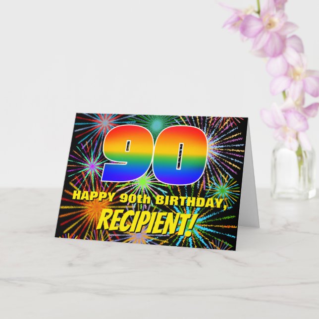 Carte 90e anniversaire : Feu d'artifice festif amusant e (Orchidée)