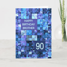 Carte 90e Anniversaire Frère, Carrés bleus,