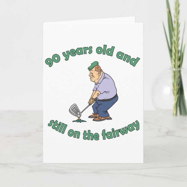 Carte 90e anniversaire Golfer Gag cadeau (Devant)