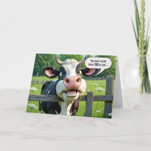 Carte 90e anniversaire Humour de vache