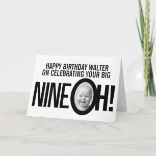 Carte 90e anniversaire NEUF OH! photo mono noir blanc