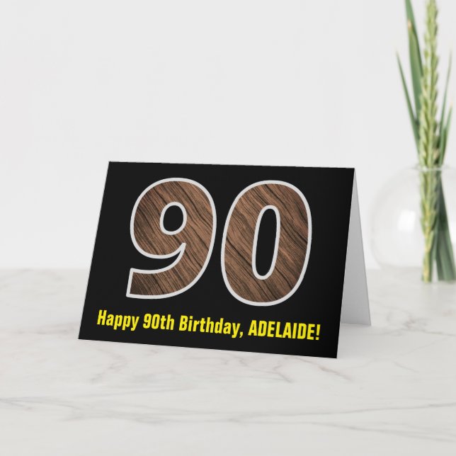 Carte 90e anniversaire : Nom + Faux Motif de grains de b (Devant)