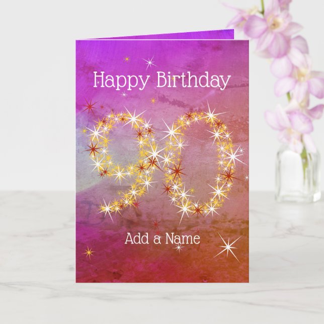 Carte 90e anniversaire - Numéro d'étoile - Rose pourpre  (Orchidée)
