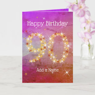 Carte 90e anniversaire - Numéro d'étoile - Rose pourpre