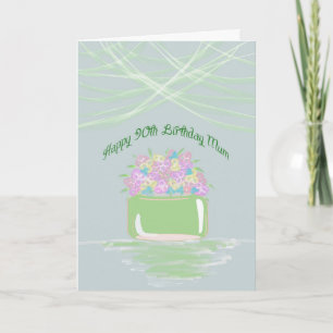Carte 90e anniversaire pour maman Panier de fleurs en Pa