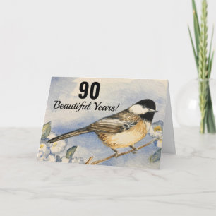 Carte 90e belle année Anniversaire de poulet aquarelle