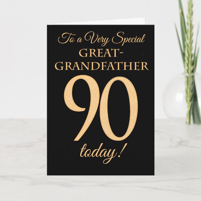 Carte 90e Effet or Noir, Grand-grand-père Anniversaire (Devant)