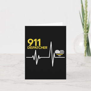Carte 911 Dispatcher Heartbeat Police Thin Flag Patriot