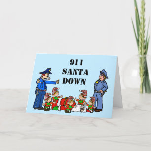 Carte 911 Père Noël Down Christmas Card