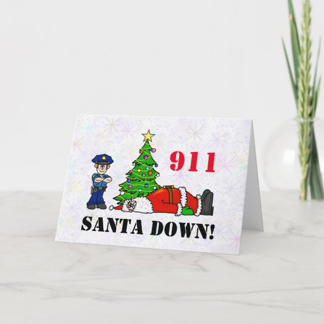 Carte 911 Père Noël Down Christmas Card (Devant)
