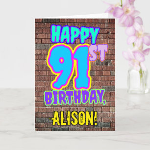 Carte 91e anniversaire - Amusant, Graffiti urbain inspir