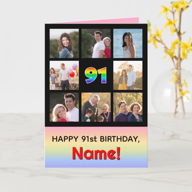 Carte 91e anniversaire : Arc-en-ciel amusant #, photos p (Fleur jaune)