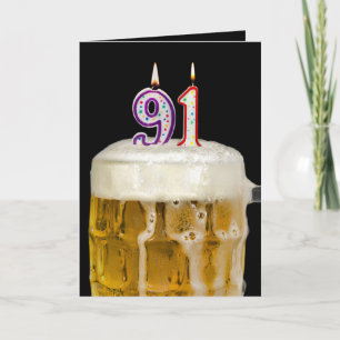 Carte 91e Anniversaire Bière en noir