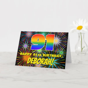 Carte 91e anniversaire : Feu d'artifice festif amusant e