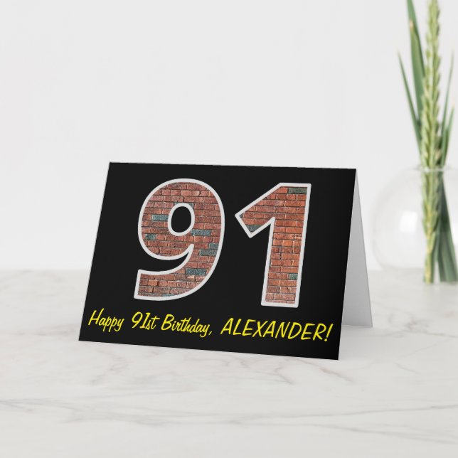 Carte 91e anniversaire - Motif de mur de briques "91" av (Devant)