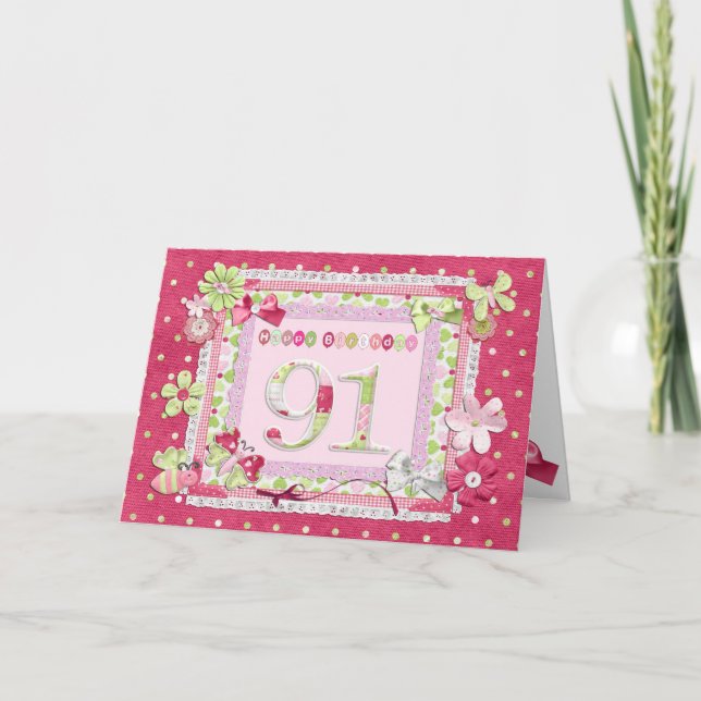 Carte 91e anniversaire style scrapbooking (Devant)