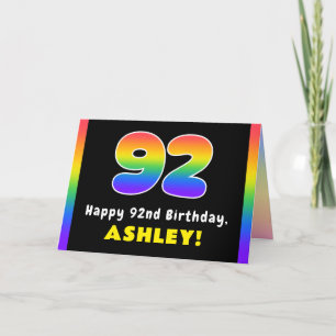 Carte 92e anniversaire : Arc-en-ciel coloré # 92, Nom pe