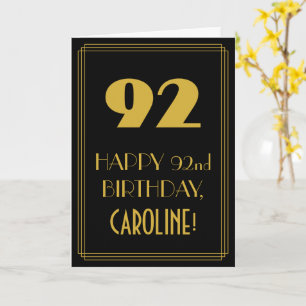 Carte 92e anniversaire - Art Déco Inspiré Look "92" & No