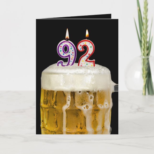 Carte 92e anniversaire Bière sur noir (Devant)