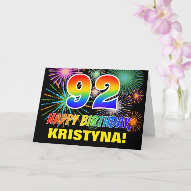 Carte 92e anniversaire : Bold, Fun, Fireworks, Rainbow 9 (Orchidée)