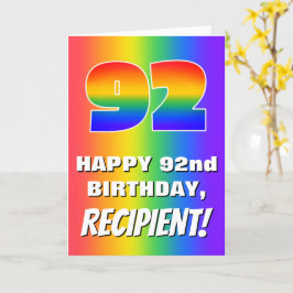 Carte 92e anniversaire : coloré, amusant Motif arc-en-ci