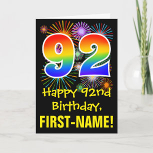 Carte 92e Anniversaire : Motif de feux d'artifice amusan